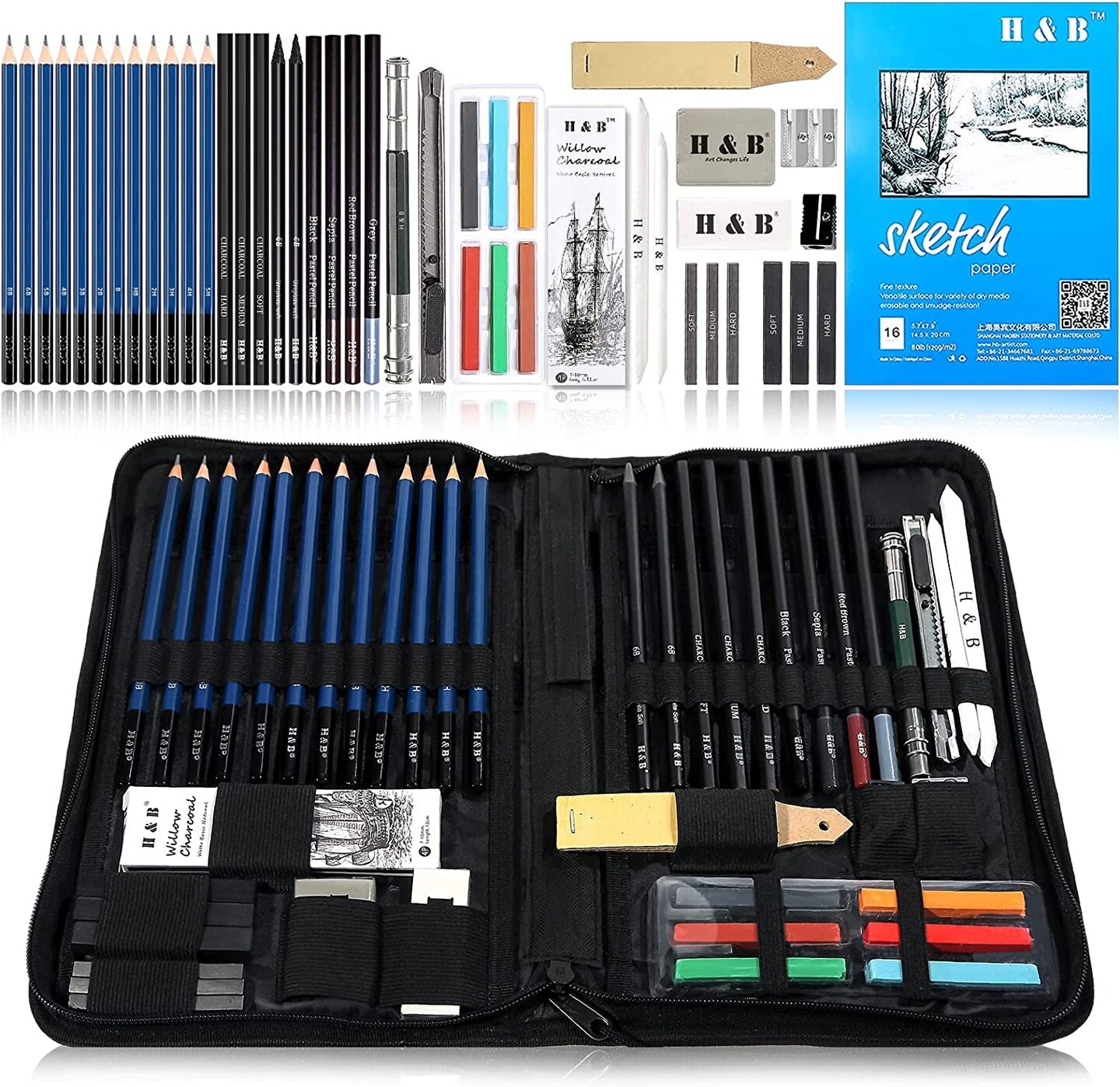 33 Drawing & Sketching Pencils Set,Art Supplies in Pencil Case  Artist  Drawing Kit Art Set with Graphite Charcoal Sticks,Drawing Tool for Kids  Teen 