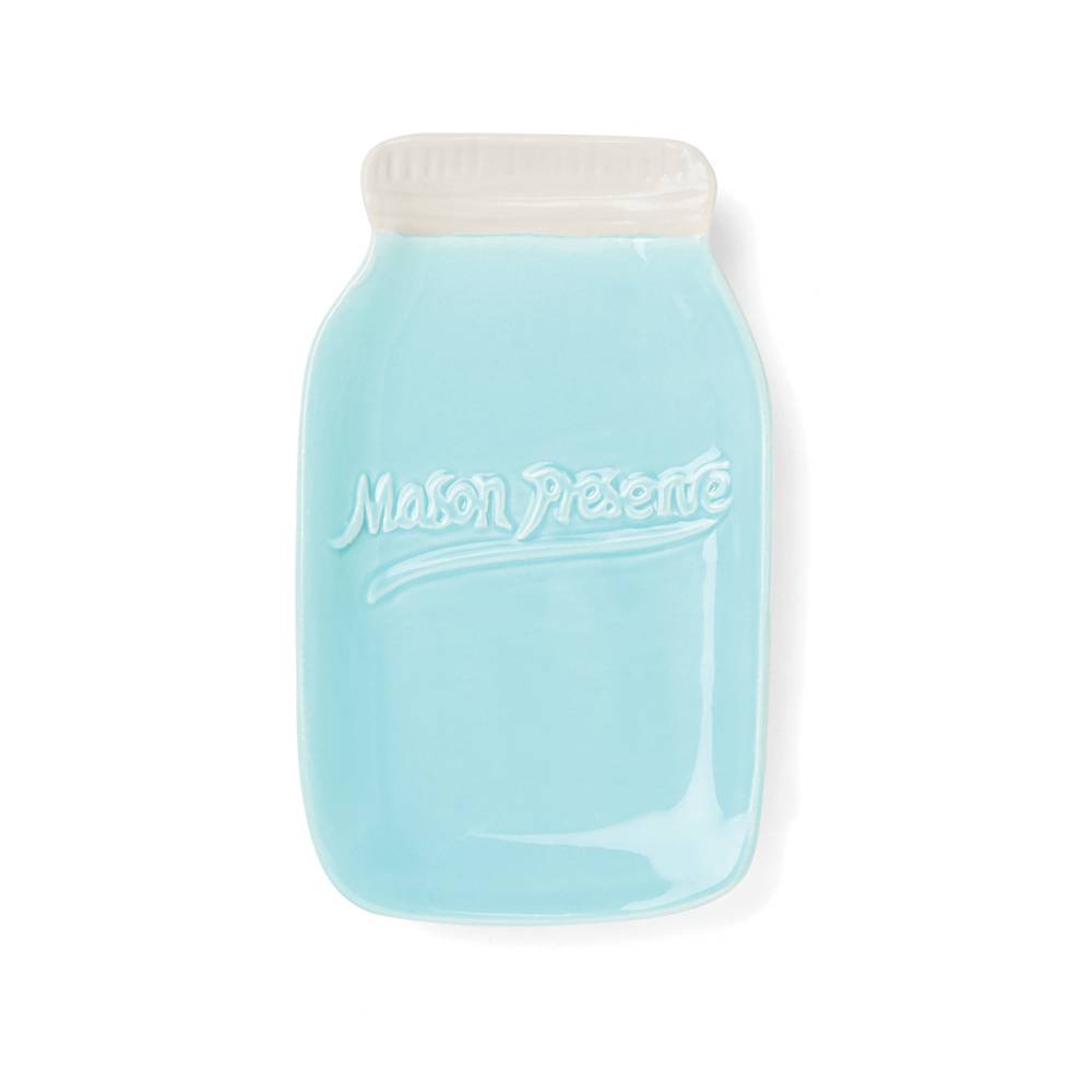 Fox Run Ceramic Spoon Rest, Angled to Secure Utensils, Contain Countertop Drips and Spills, Charming Mason Jar Design