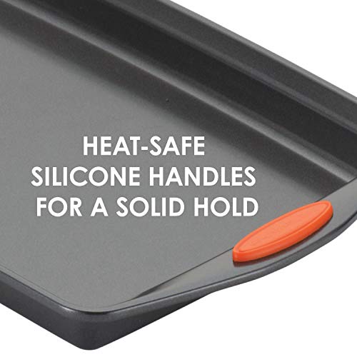 Bakeware Oven Lovin' Nonstick Loaf Pan, 9-Inch by 5-Inch Steel Pan, Gray with Orange Handles