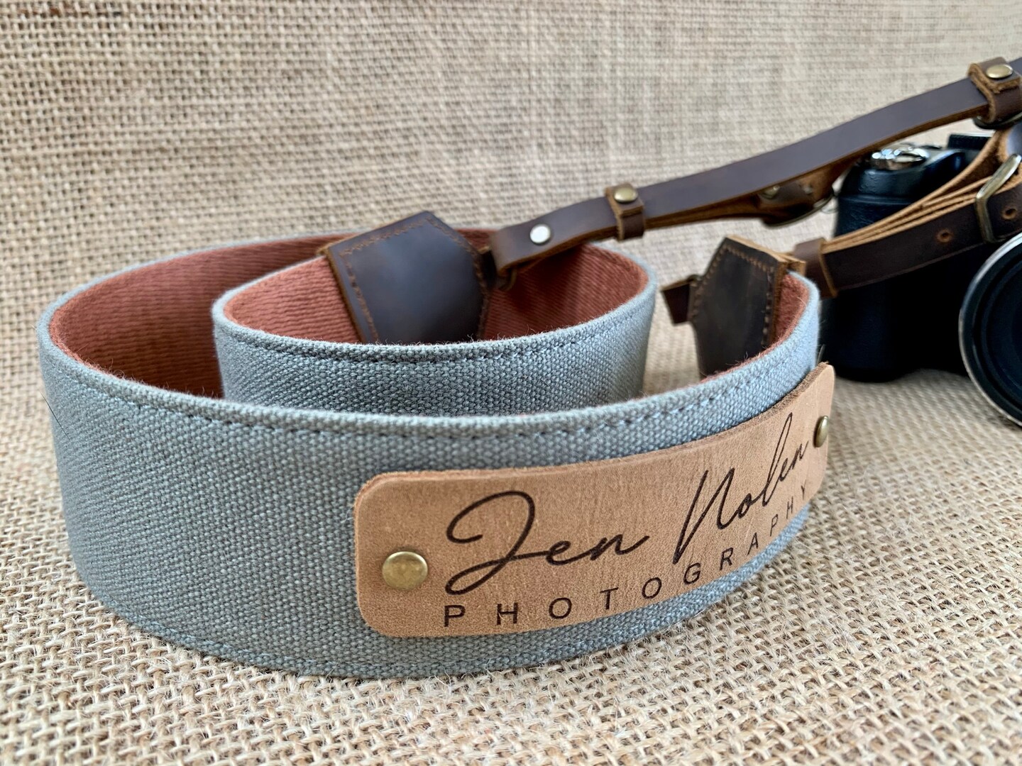 Personalized camera straps with stiching