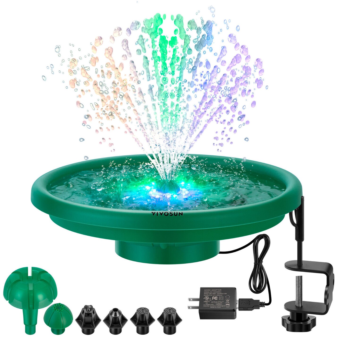 VIVOSUN Powered Fountain Set with 12 Colorful LED Light