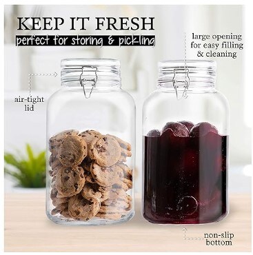 Glass Jars with Lids Food Storage Jars with Airtight Lids Leak Proof Glass Canisters Kitchen Jars [1 Gallon]