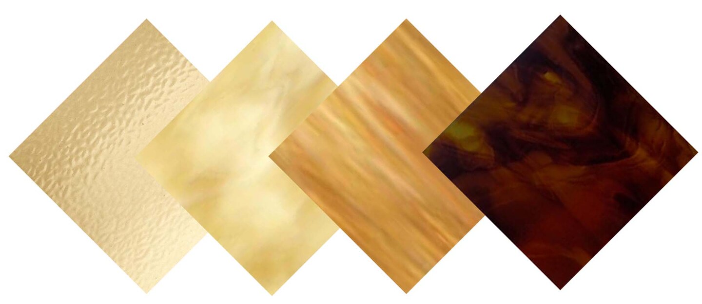 Wissmach 4 Sheet Amber Variety Stained Glass and Mosaic Glass