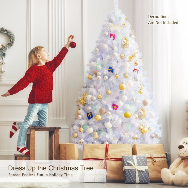 Artificial Christmas Tree with Iridescent Branch Tips and Metal Base
