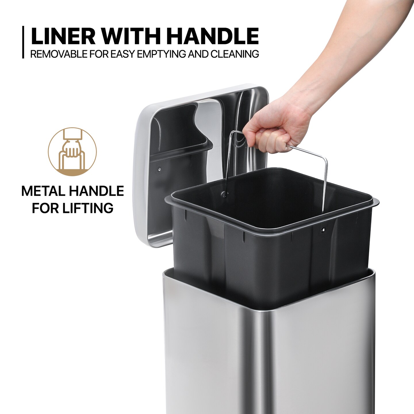 8 Gallon Stainless Steel Garbage Bin