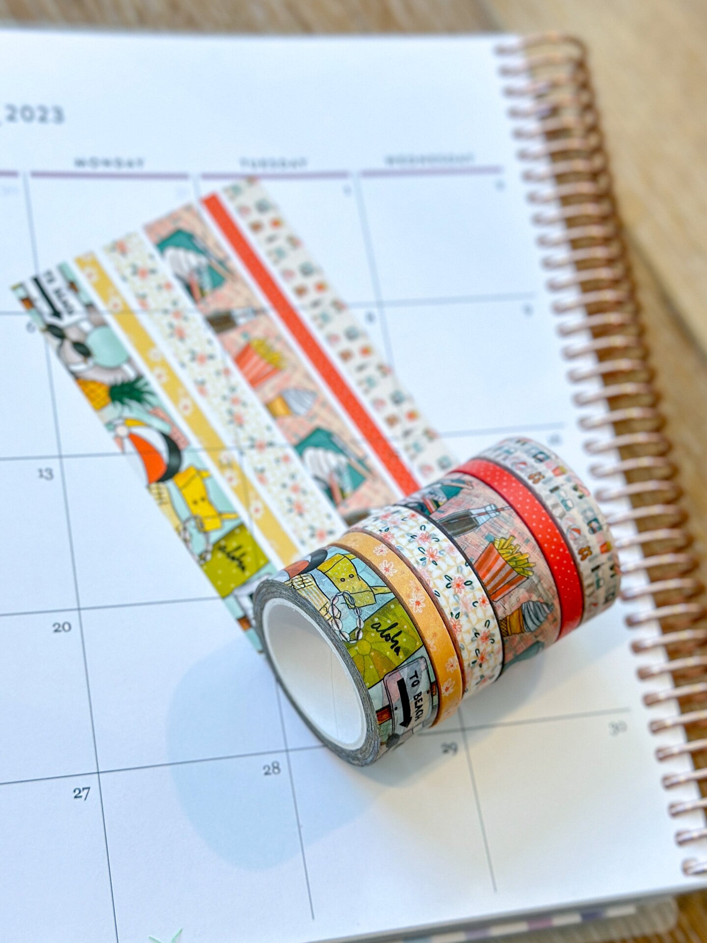 Retro Beach Vacation Florida Hawaii Aloha Vaca French Fries and Ice Cream Washi Tape Set - W089