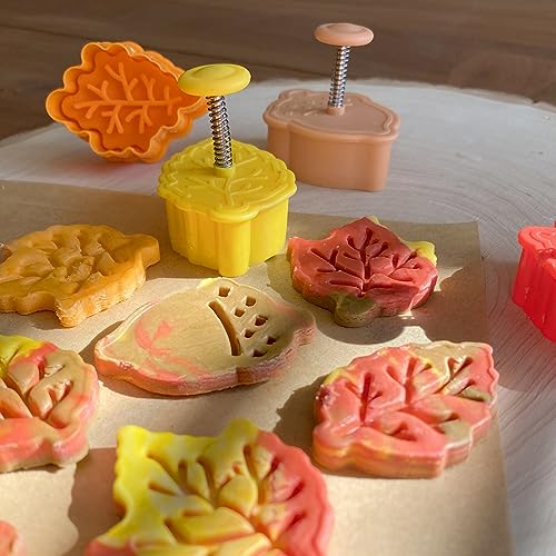 4 Piece Set 0 Leaves 2" Pastry/Cookie/Fondant Stampers, Leaves and Acorn, Silver