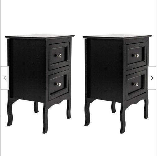 Set of 2 Nightstand Bedside End Table Shelf with 2 Drawers Bedroom Furniture