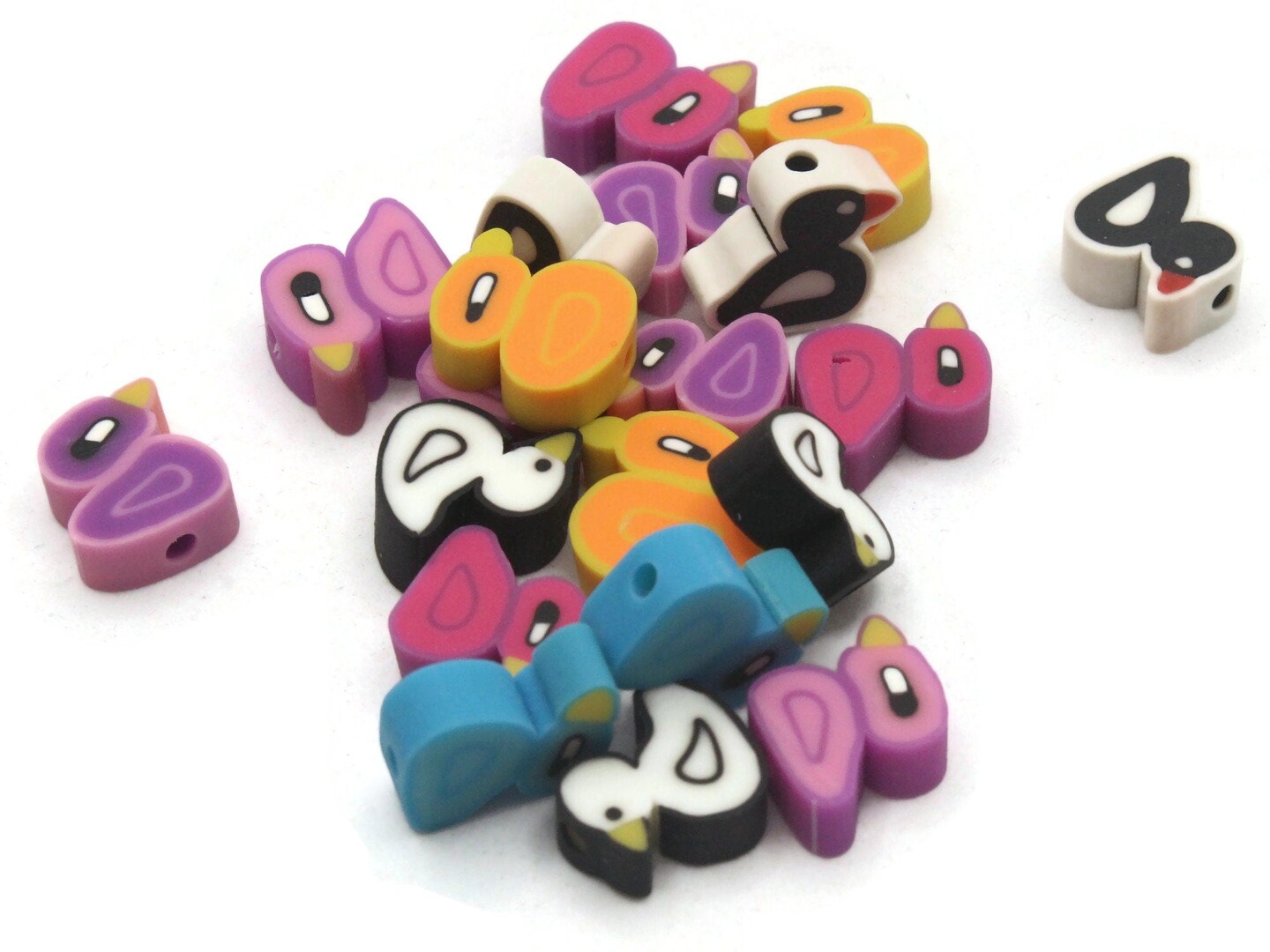 20 Clay Duck Polymer Clay Mixed Multicolor Wildlife Animal Beads