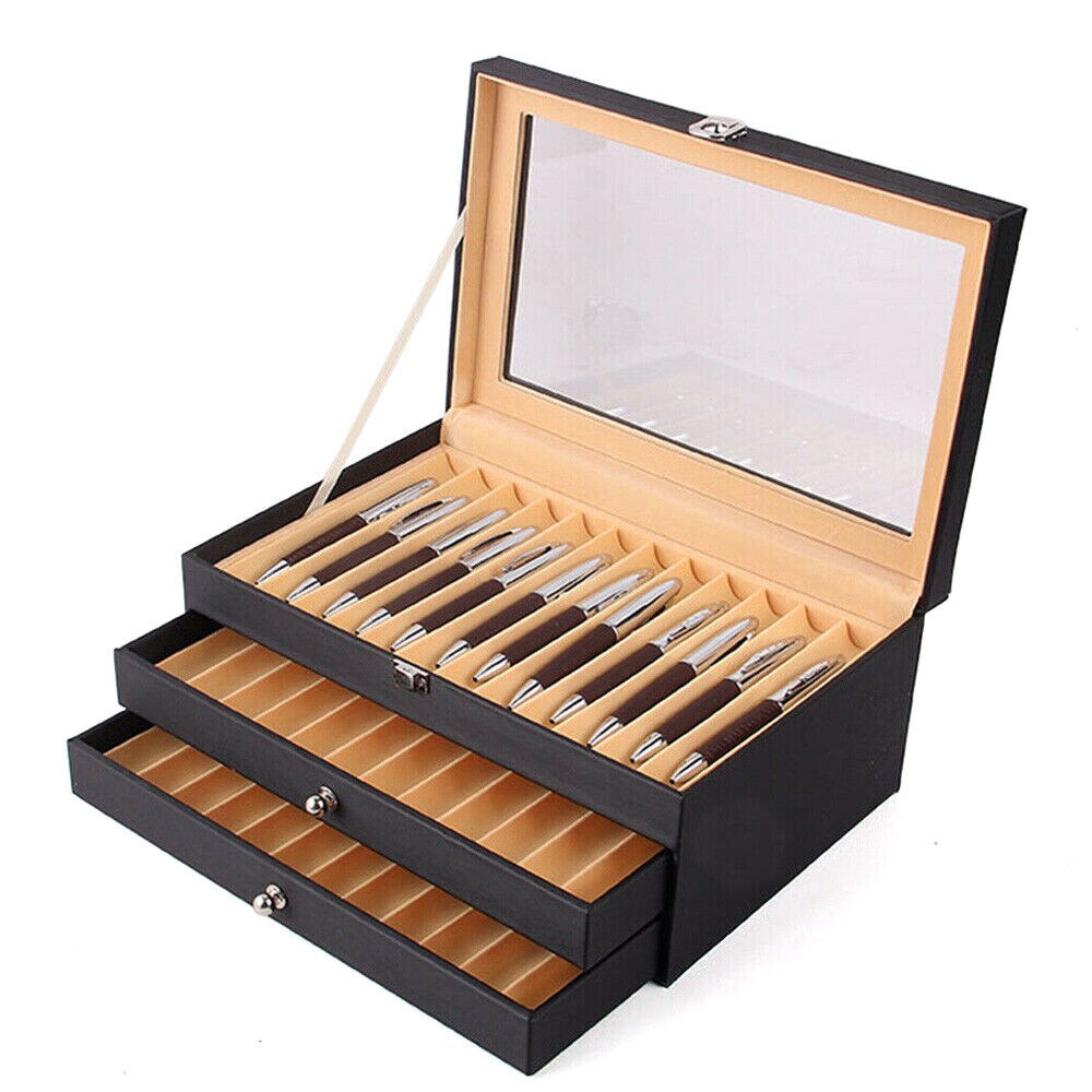 Kitcheniva Fountain Pen Slot Leather Display Box Organizer