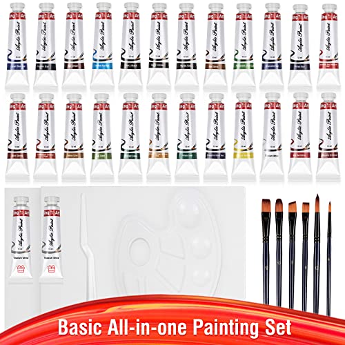  Falling in Art 51 Pcs DIY Canvas Painting Kit for Kids, Acrylic Paint  Supplies Set with 7 Canvas Panels, 12 Acrylic Paints, 12 Wooden Slices, and  10 Paintbrushes for Beginners and Students