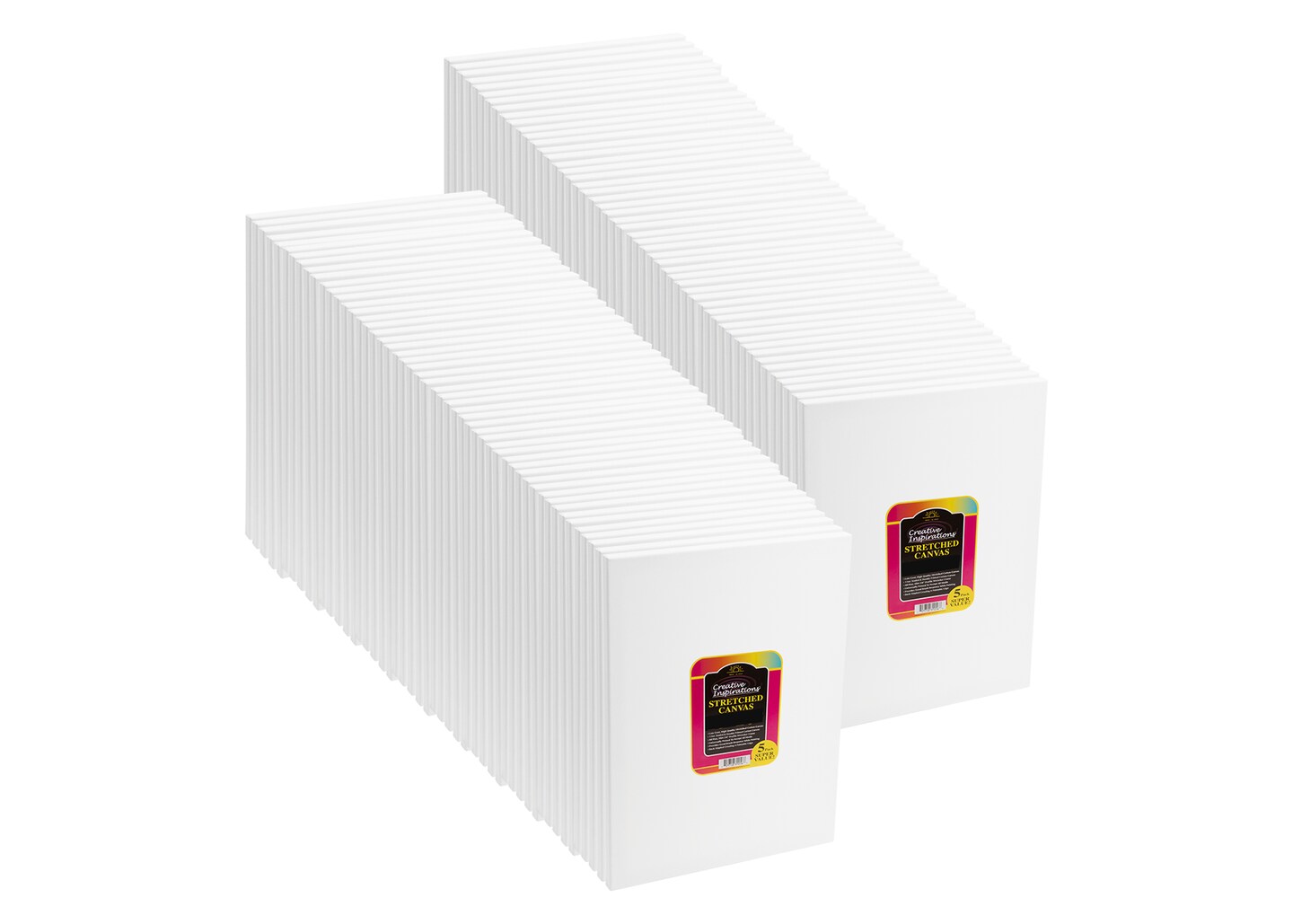 Creative Inspirations Box of 50, 16x20", 5/8" Stretched Cotton White Canvas for Painting, 10 oz. Archival Acid-Free All Media Primer, Paintable Edge, Bulk Canvas for Painting Workshops and Beginners