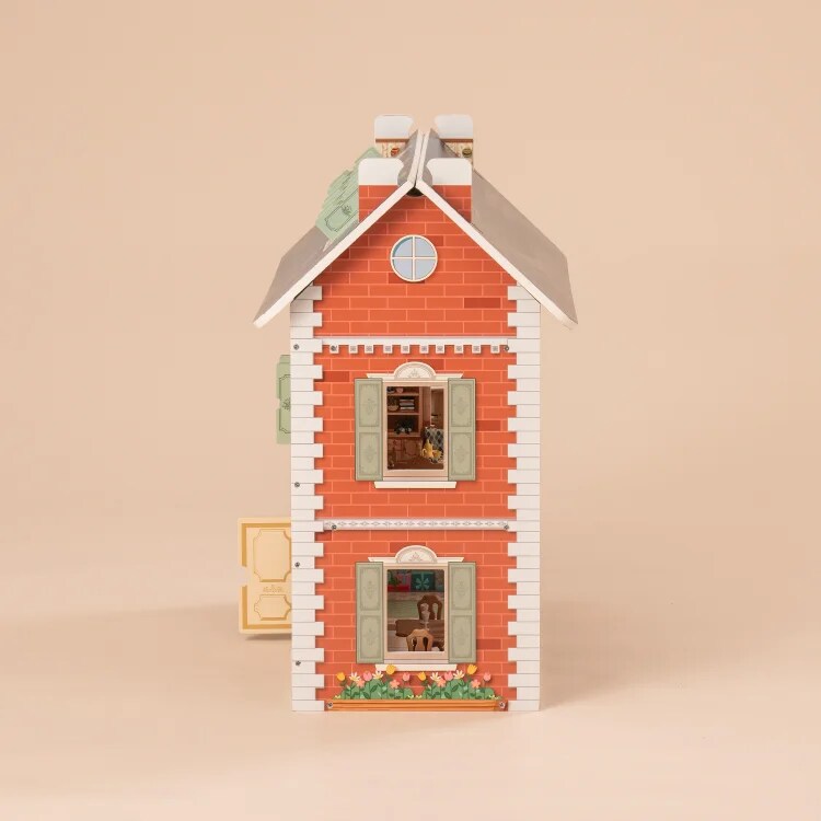 ROBUD Doll House 3 in 1 Wooden Dollhouse Dreamhouse for Kids Toddler WDH07