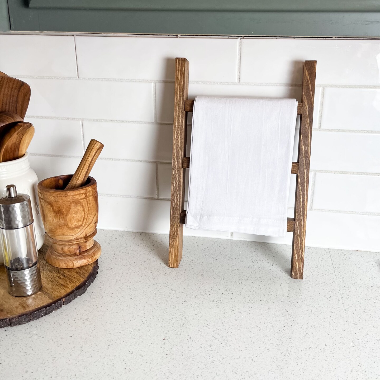 Mini Wooden Ladder Tea Towel Rack, Kitchen Hand Towel Holder, Farmhouse  Kitchen Towel Holder