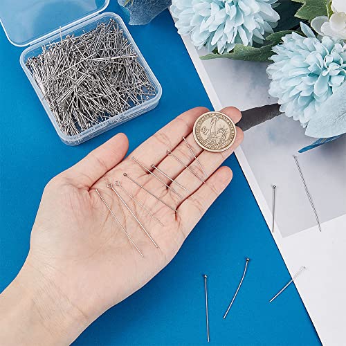 560 pieces 8 Styles 304 Stainless Steel Eye Pins 30mm 40mm 50mm Head Pins Ball 22 Gauge Head Pins Findings Open Eye Pin for Earring Bracelet Pendant Jewelry Making, Stainless Steel Color
