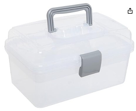 Empty Clear Grey First Aid Storage Box, Multipurpose Tackle Box, Plastic Sewing Box, Tool Box, Craft Supplies Organiser Case with Handle and Removable Tray