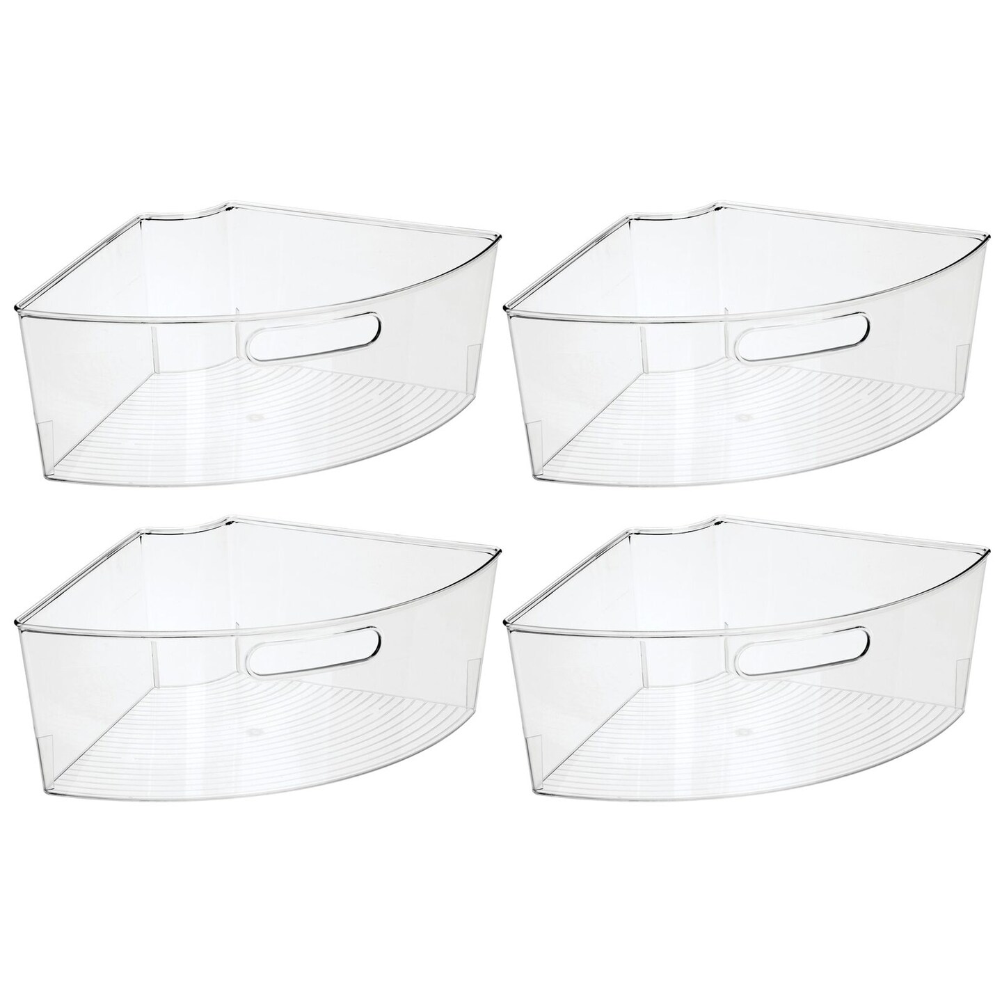 mDesign Plastic Lazy Susan Organizer Bins with Handle for Kitchen
