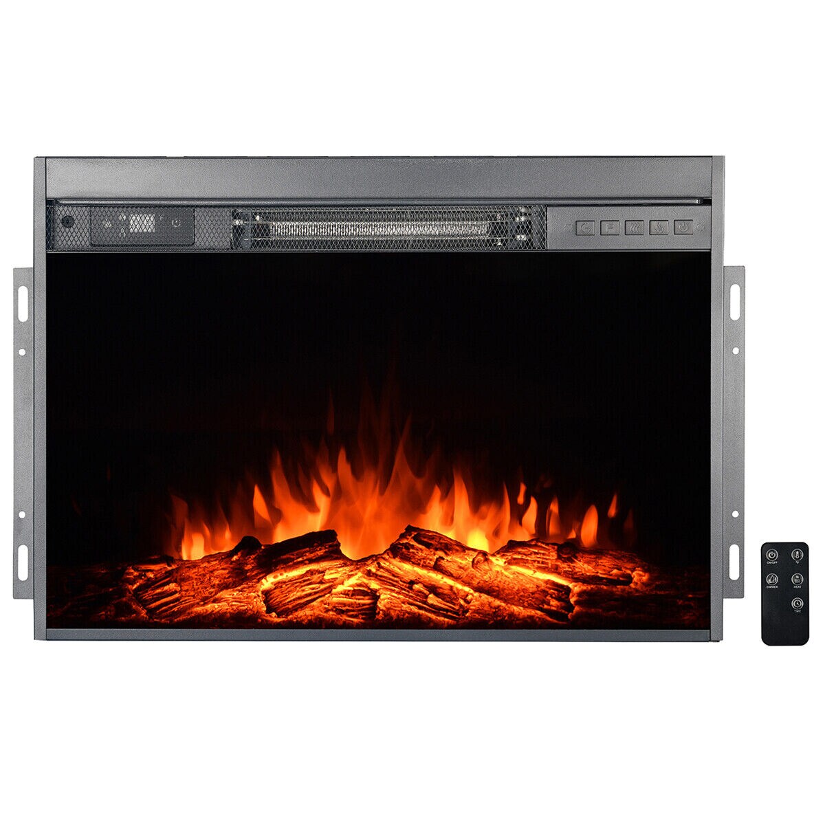 1500W Black Electric Firebox Fireplace Heater Insert Glass Panel