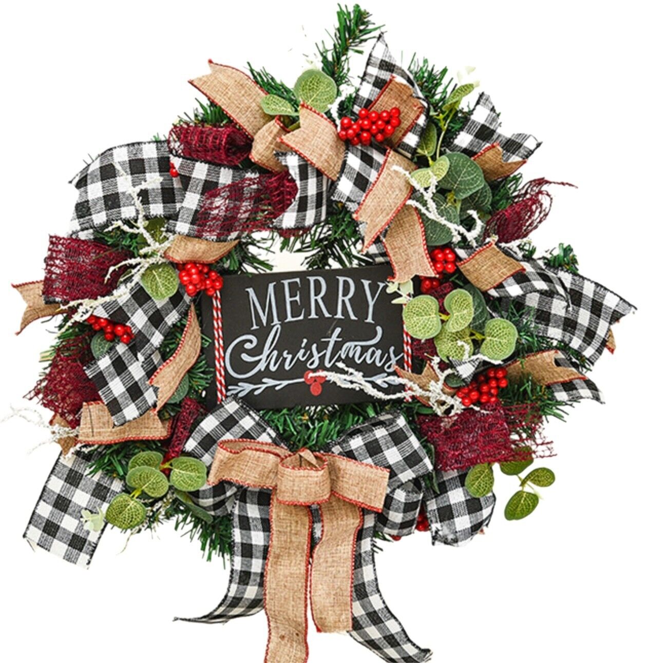 Kitcheniva 19 Inch Christmas Wreath Holiday Decorative