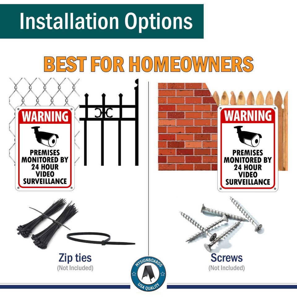 WARNING SIGNS 24 HOUR VIDEO SURVEILLANCE SECURITY SIGN