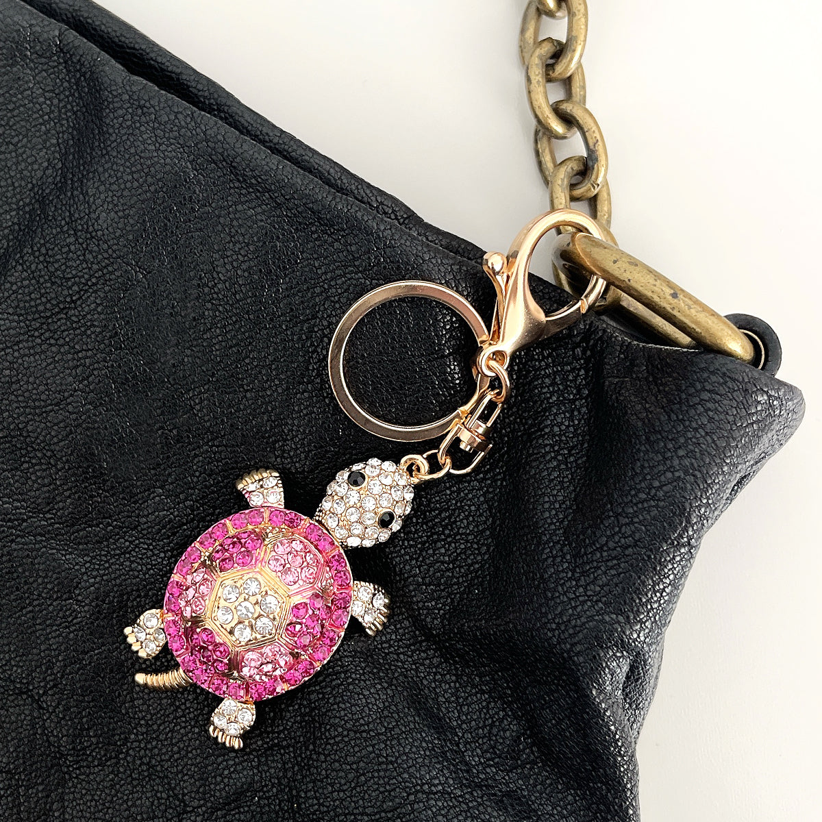 Wrapables Crystal Bling Key Chain Keyring Car Purse Handbag Pendant Charm, Pink Sea Turtle