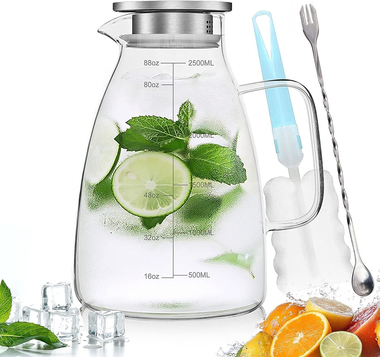 88 oz. Elegant Glass Pitcher with Lid
