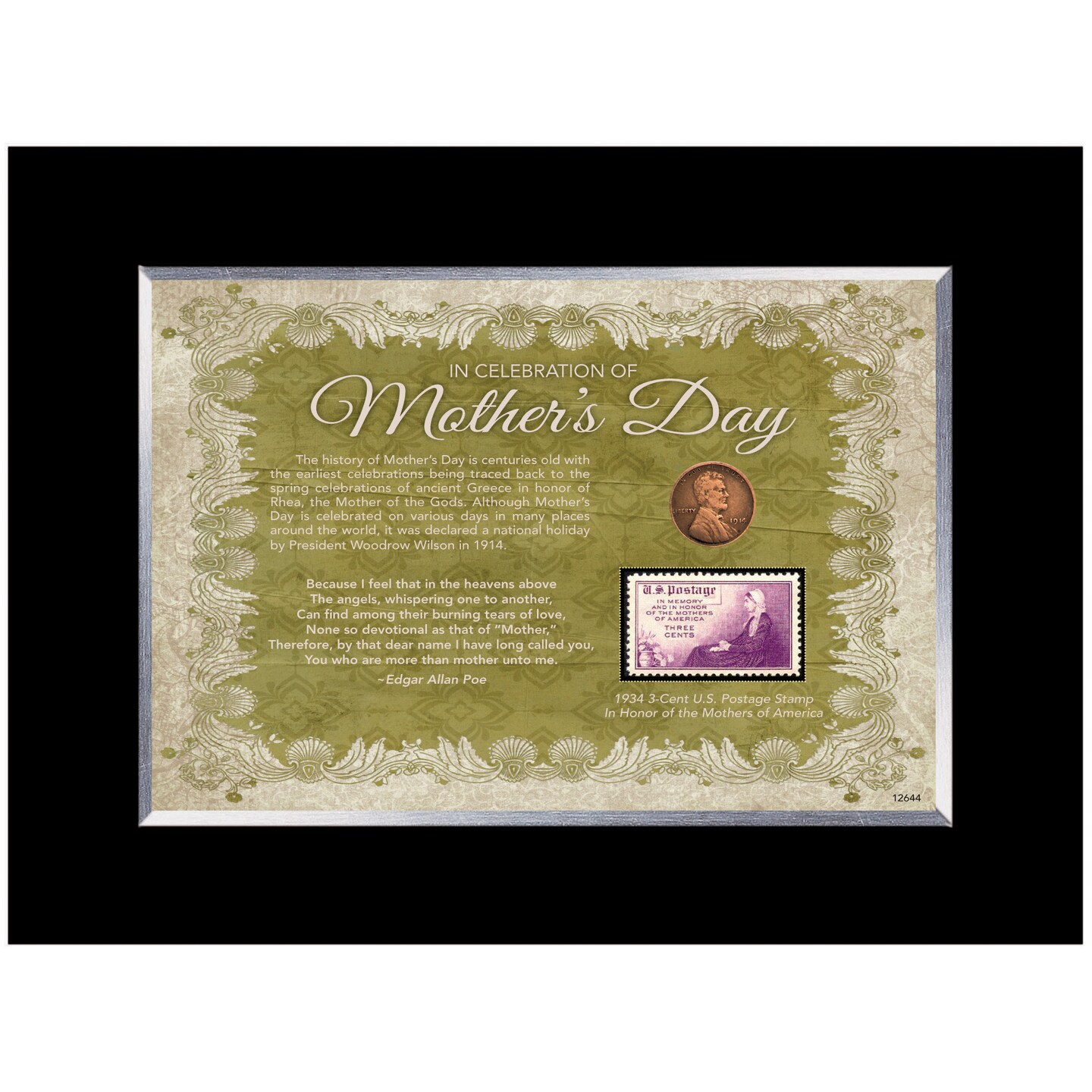 Mother&#x27;s Day Celebration Frame with Stamp and Coin