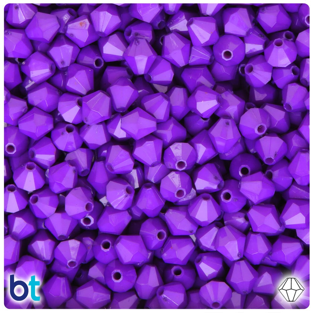 BeadTin Dark Purple Opaque 8mm Faceted Bicone Plastic Craft Beads (300pcs)