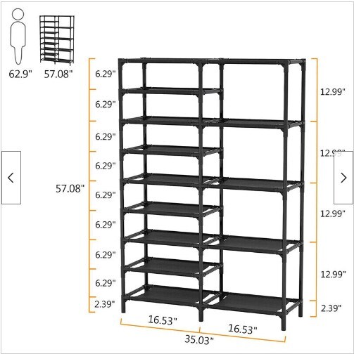 9-Tier Shoe Rack Shoe Shelf Organizer 24 Pairs Shoes Boots Storage Organizer