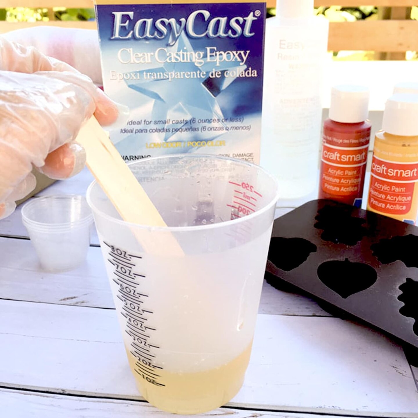 Easy Cast Clear Casting Epoxy Resin 8 Ounce Kit Castin Craft Casting Epoxy, Clear Glass Smooth, Pixiss 15 Colors Resin Tinting Mica Powders (Assorted Colors), Epoxy Resin Mixing Supplies