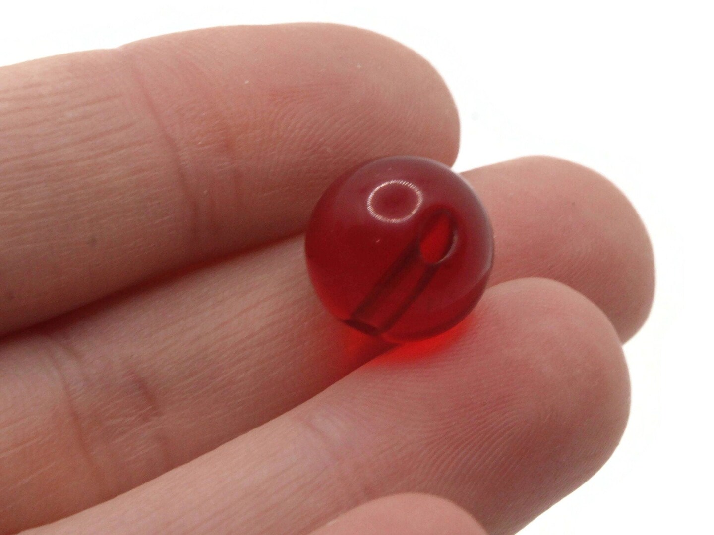 8 12mm 1/2 Inch Clear Red Vintage Lucite Ball Buttons
