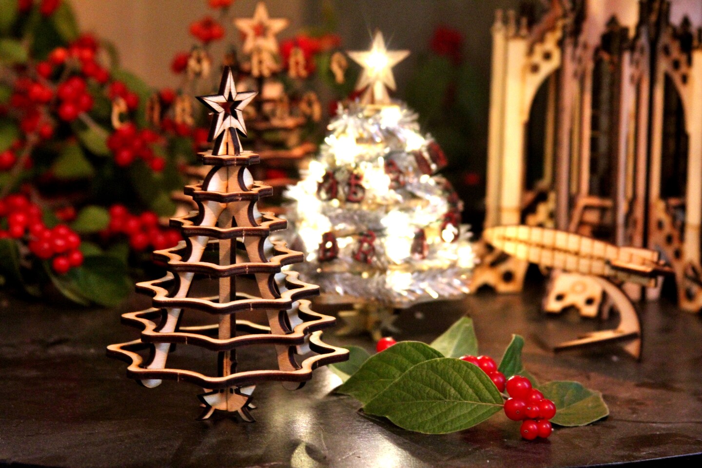 Christmas Tree Kit. Miniature Wooden desktop tree made from a