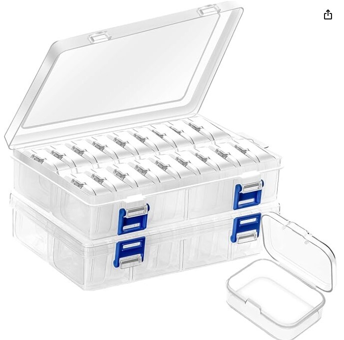 38 Piece Bead Organizer Box Small Storage Containers, Rectangle Clear