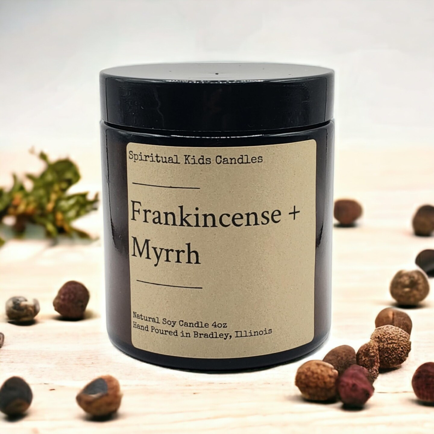 Frankincense &#x26; Myrrh Soy Candle 4oz 20-25 with Handmade with Fragrant/Essential Oils | Holiday Candle | Earthy &#x26; Clean |