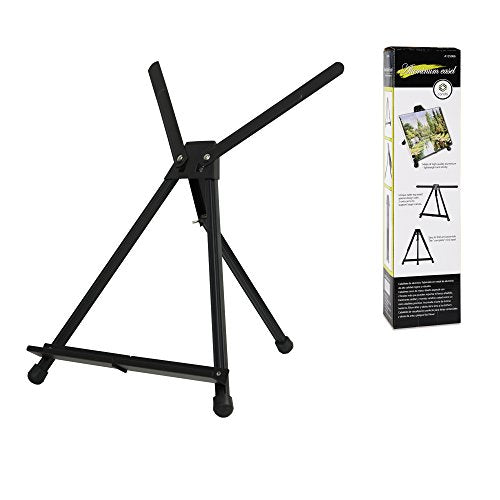 Aluminum Tabletop Easel, Portable Tripod Display Stand Adjustable Height from 15" to 21" with Extension Arm Wings, Desktop Display Easel for Canvas, Paintings, Photos, Signs
