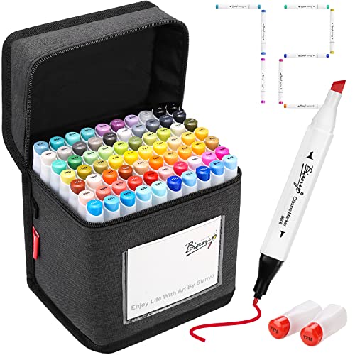 Dual Brush Marker Pens Set Kit Drawing Art Artist Supplies Coloring  72-Pieces