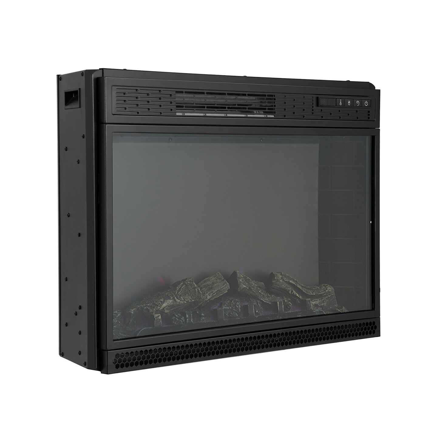 Black Electric Fireplace Heater 28 Inch Infrared 5000 BTU Realistic Flame Timer