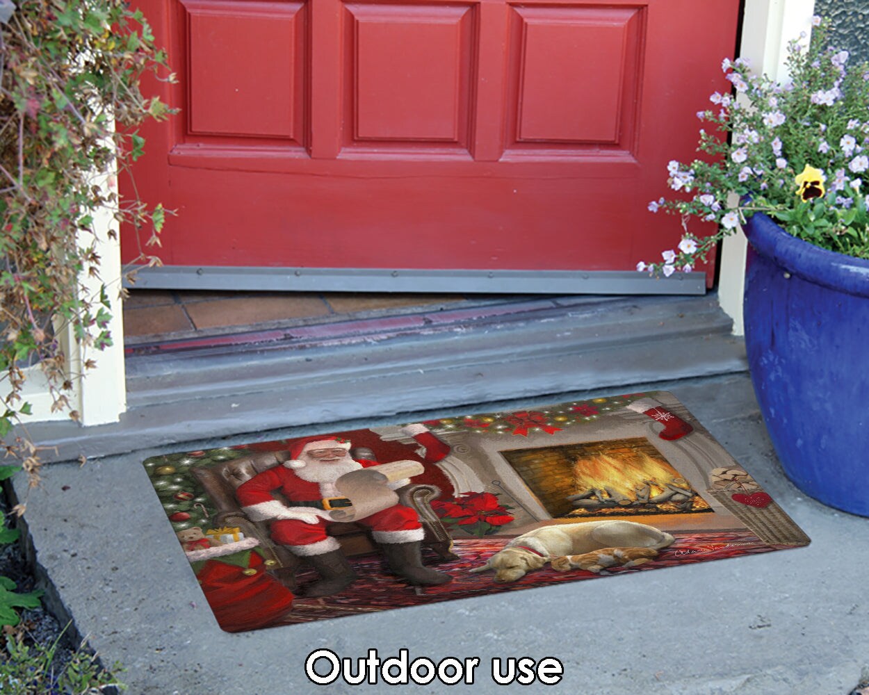 Naughty or Nice Red Holiday Doormat 18x30