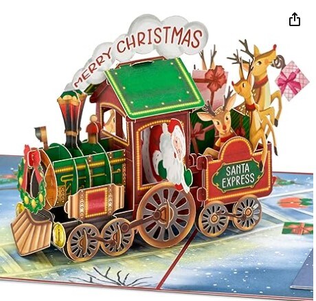 Train, Santa Claus, Red Sleigh, Reindeer, Merry Christmas, Christmas  Presents, Snow, 3D Xmas Greeting Card, 2023 Christmas Gift for Child,  Husband, ...