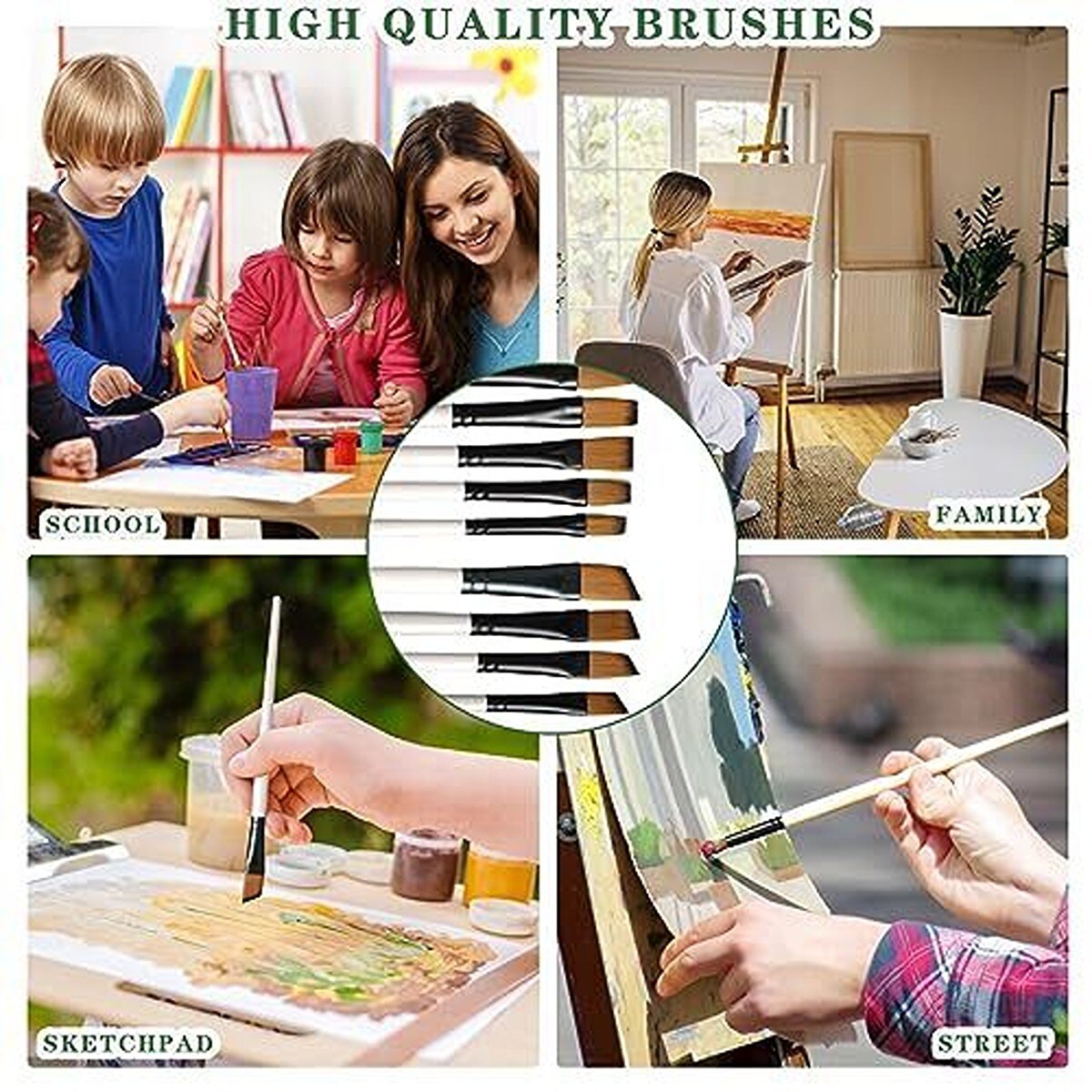 High Quality Paint Brushes with Roll Up Bag 33 pcs