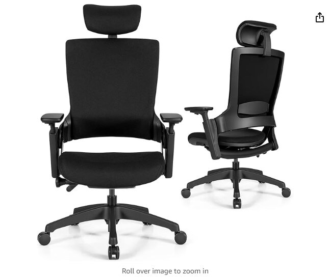 Ergonomic Office Chair, High Back Desk Chair w/ 3D Armrests, Adjustable Lumbar Support & Headrest, Breathable Swivel Computer Task Chair with Sliding Seat for Office Home