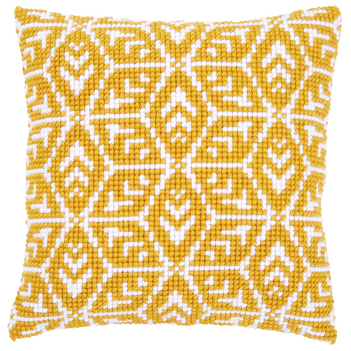 Vervaco  Yellow Geometric Design Pillow Cover Needlepoint Kit
