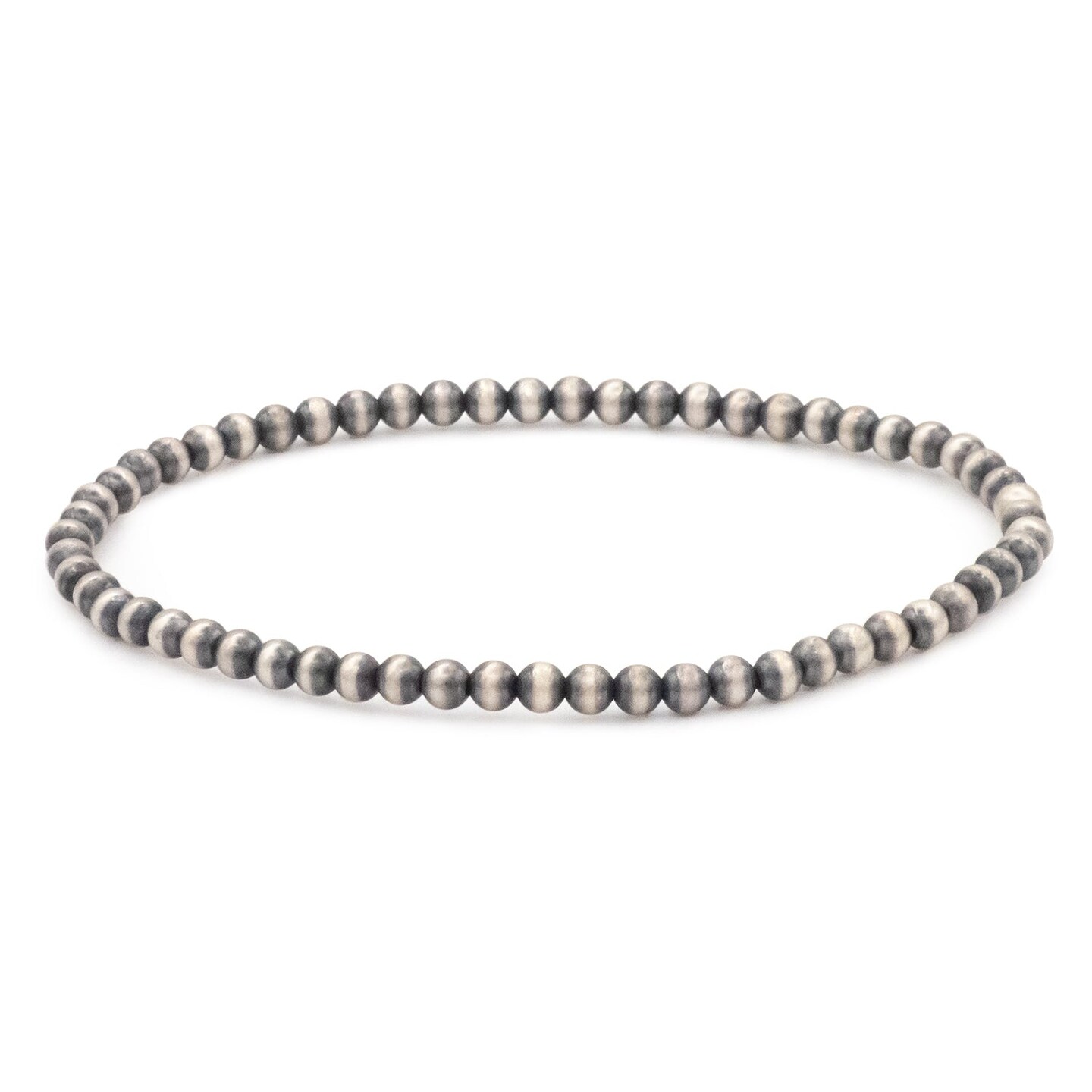 JewelrySupply Sterling Silver Navajo Style Pearl Bead Stretchy Bracelet