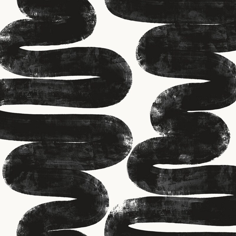 Tempaper Wiggle Room by Bobby Berk Peel and Stick Wallpaper White/Black
