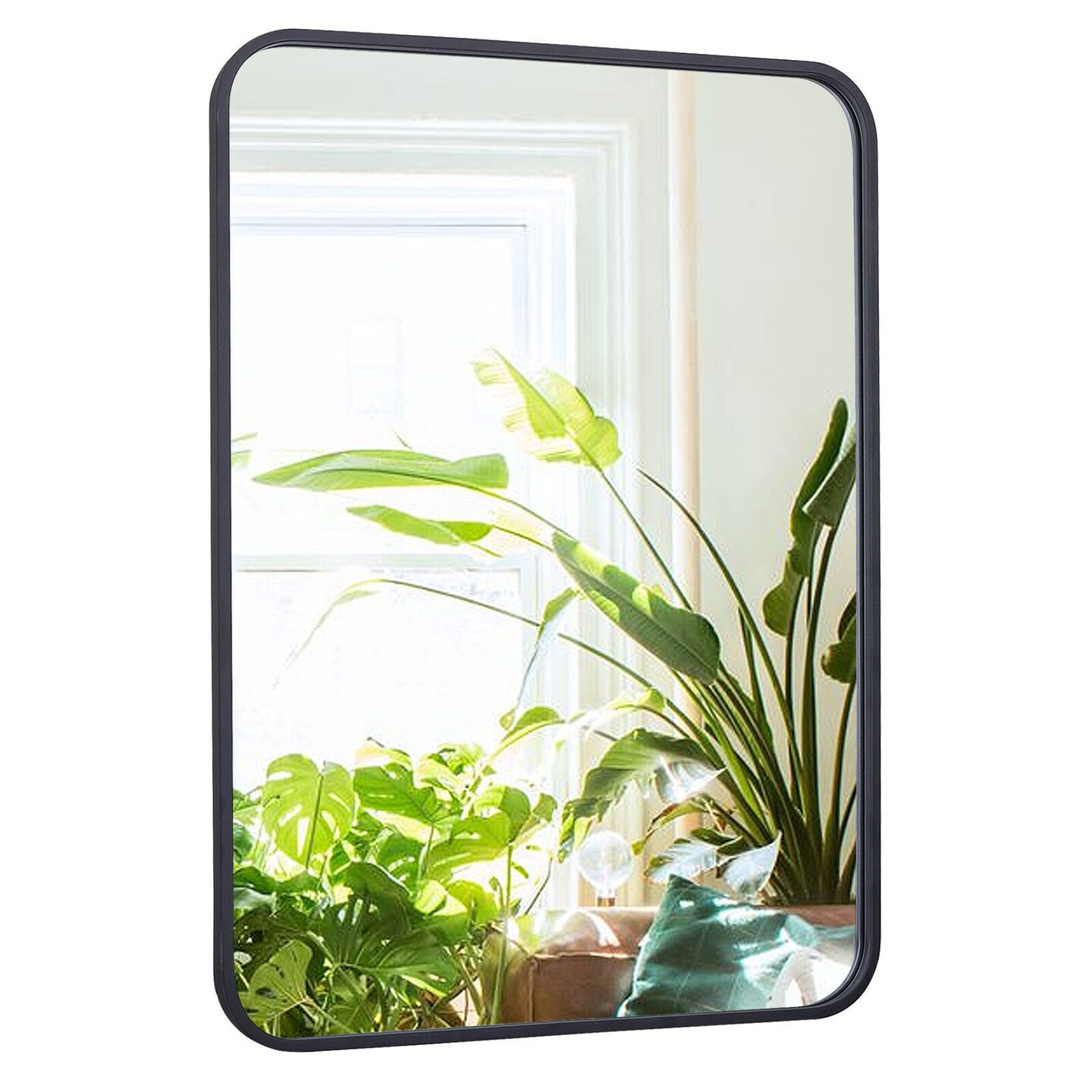 30in Black Metal Frame Bathroom Vanity Wall Mirror