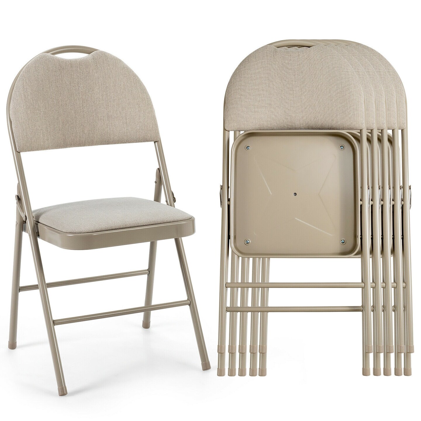 Set of 6 Folding Fabric Upholstered Metal Chairs