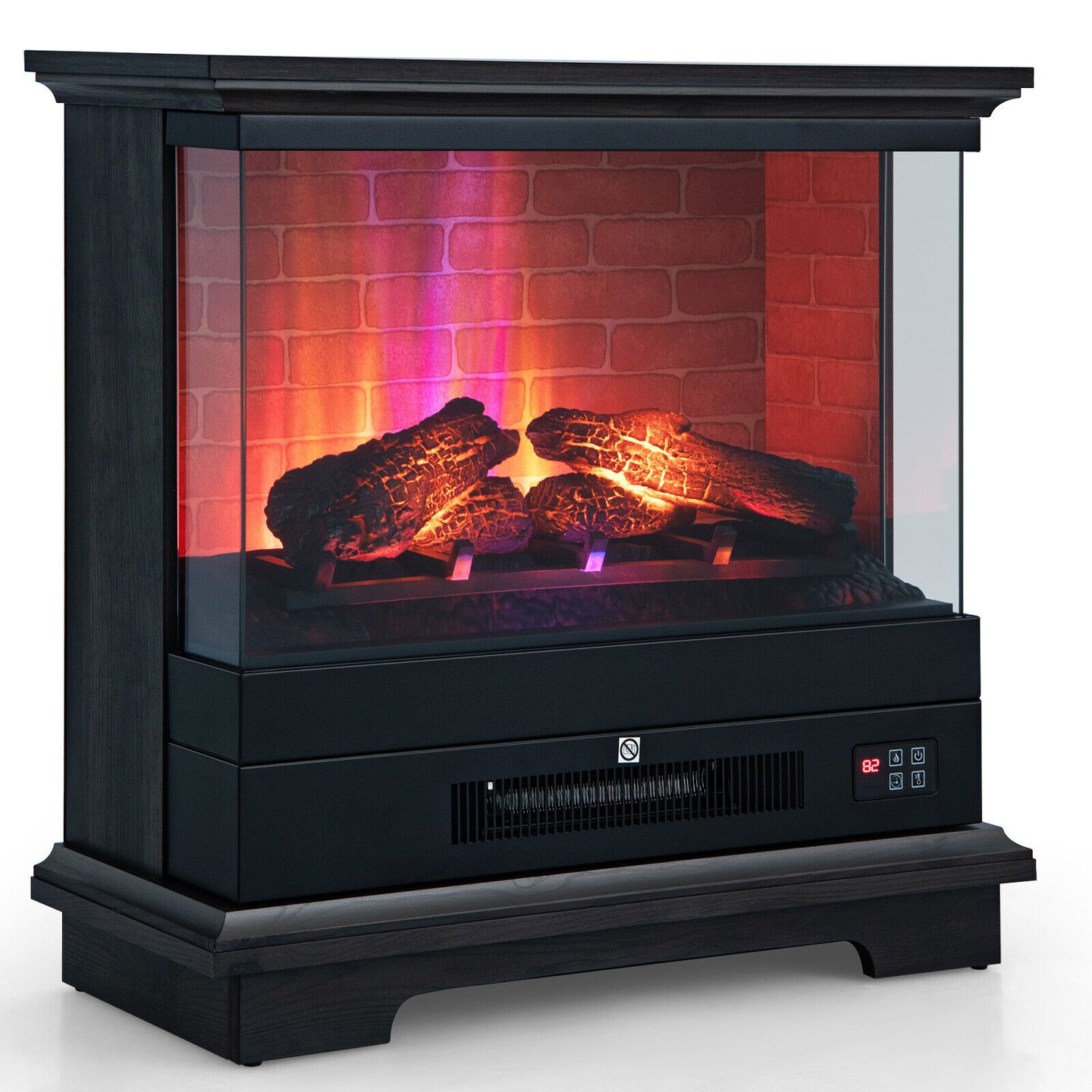 Freestanding Electric Fireplace with 3-Level Vivid Flame Thermostat