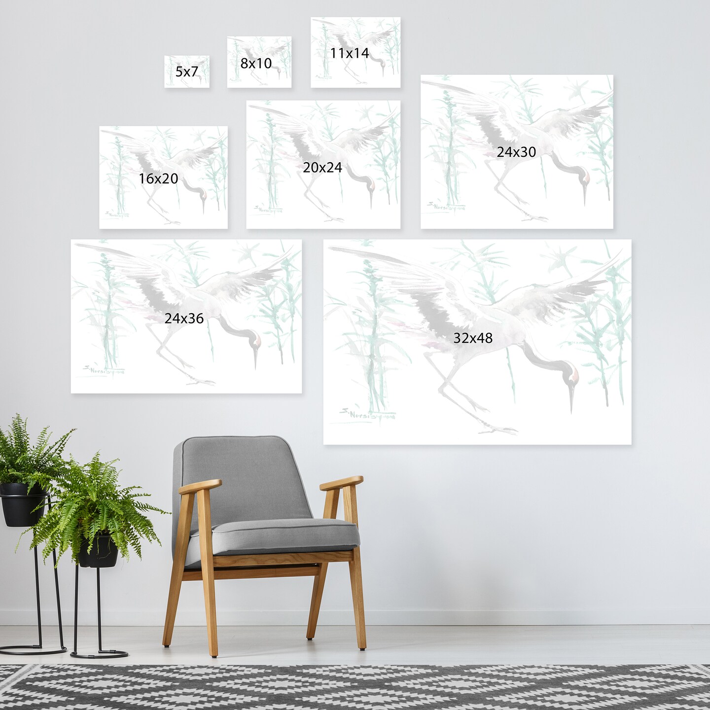 Japanese Crane  by Suren Nersisyan  Gallery Wrapped Canvas - Americanflat