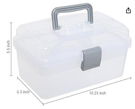 Empty Clear Grey First Aid Storage Box, Multipurpose Tackle Box, Plastic Sewing Box, Tool Box, Craft Supplies Organiser Case with Handle and Removable Tray