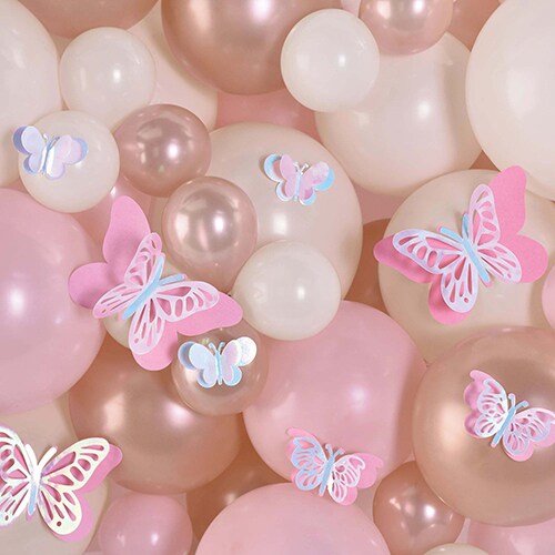Iridescent Pink Butterflies Accent Decor